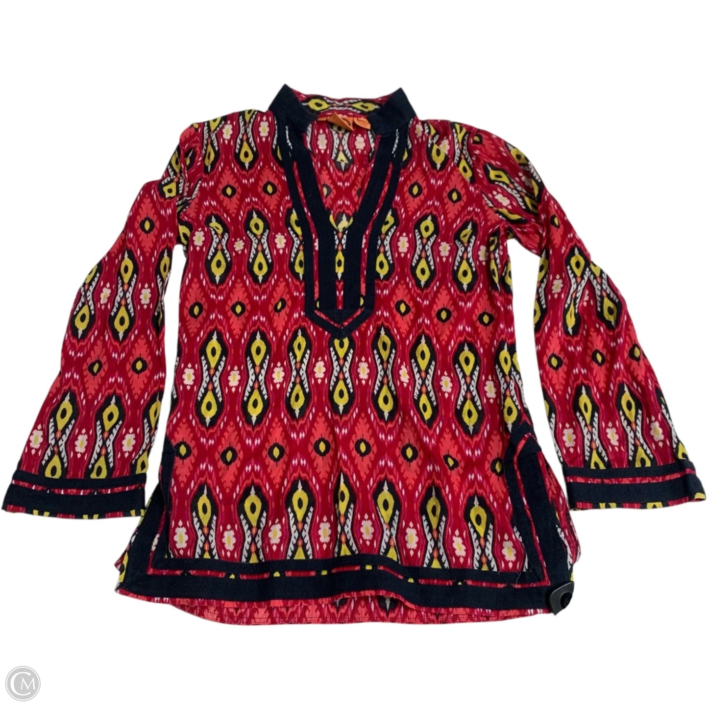 Top Long Sleeve Designer By Tory Burch In Red & Yellow, Size: S