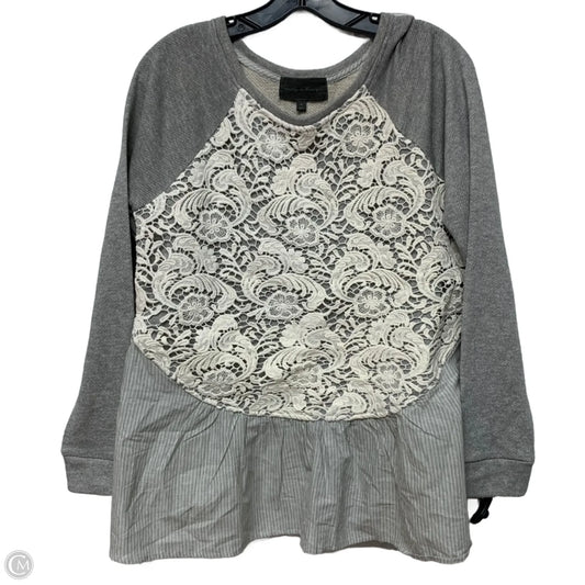 Top Long Sleeve By Sunday In Brooklyn In Grey & White, Size: M