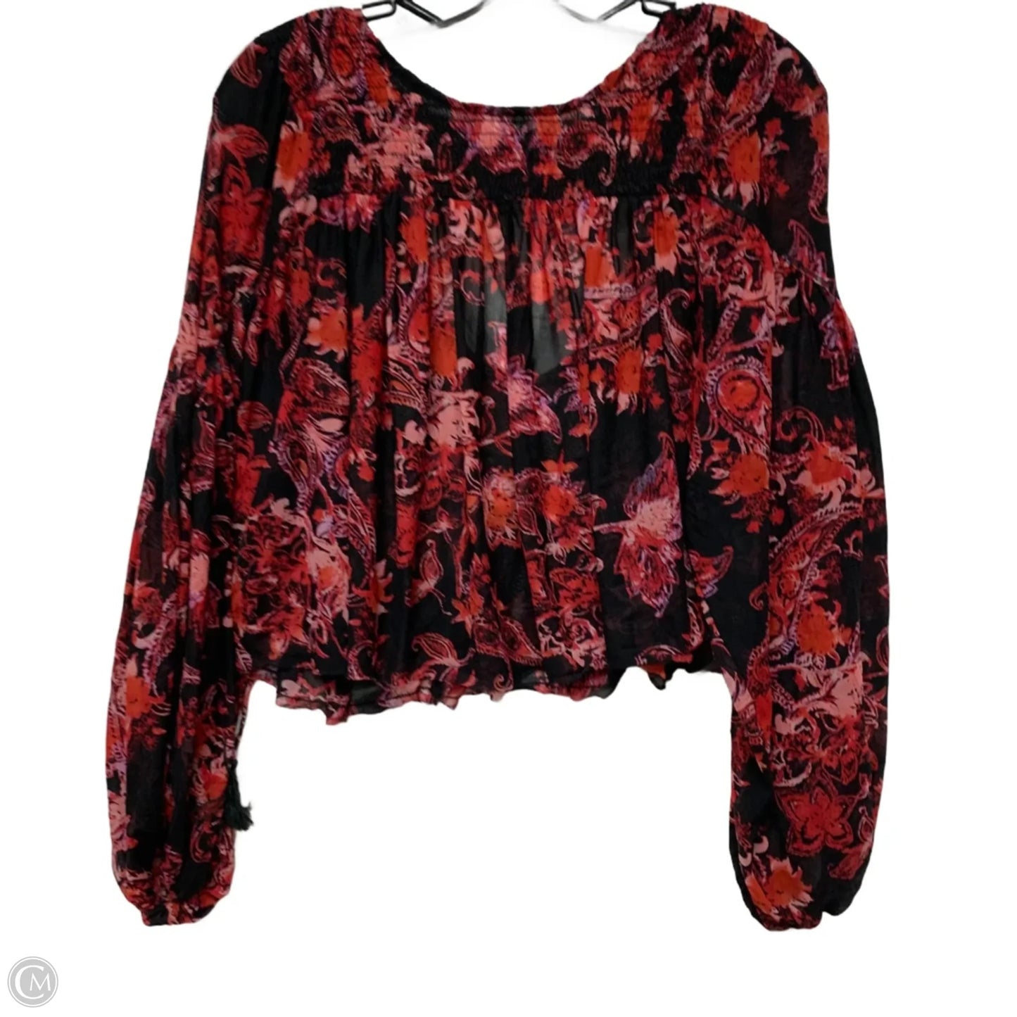 Blouse Long Sleeve By Free People In Black & Red, Size: S