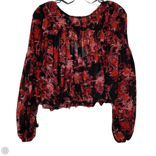 Blouse Long Sleeve By Free People In Black & Red, Size: S