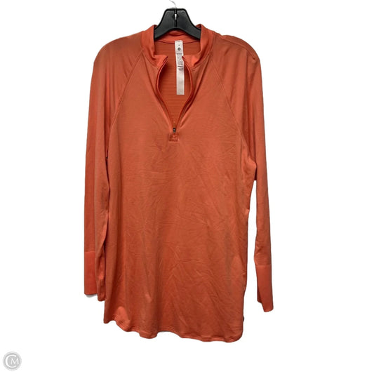 Athletic Top Long Sleeve Collar By Lululemon In Orange, Size: M