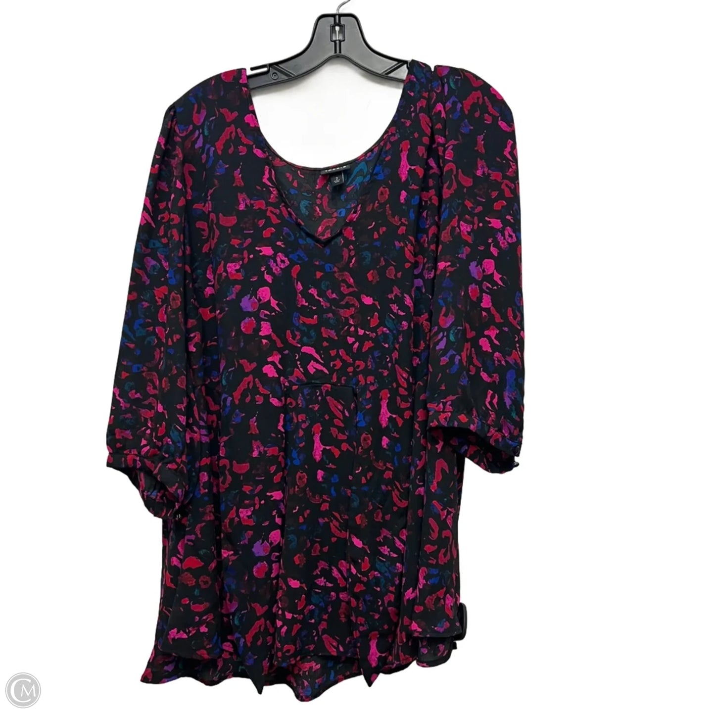 Blouse Short Sleeve By Torrid In Black & Purple, Size: 2x