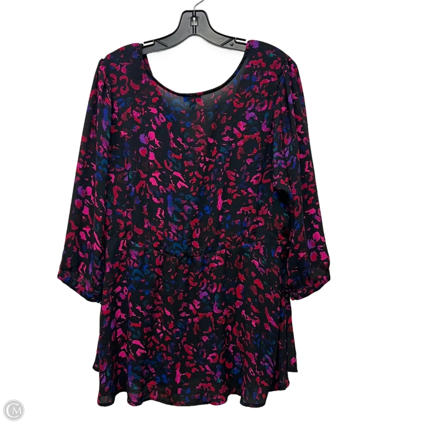 Blouse Short Sleeve By Torrid In Black & Purple, Size: 2x