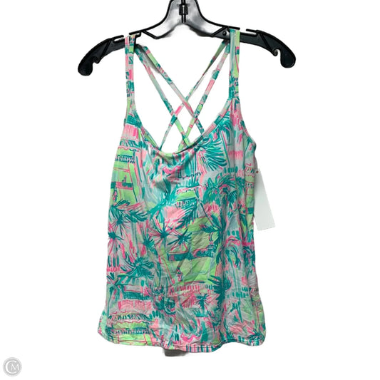 Tank Top Designer By Lilly Pulitzer In Green & Pink, Size: M