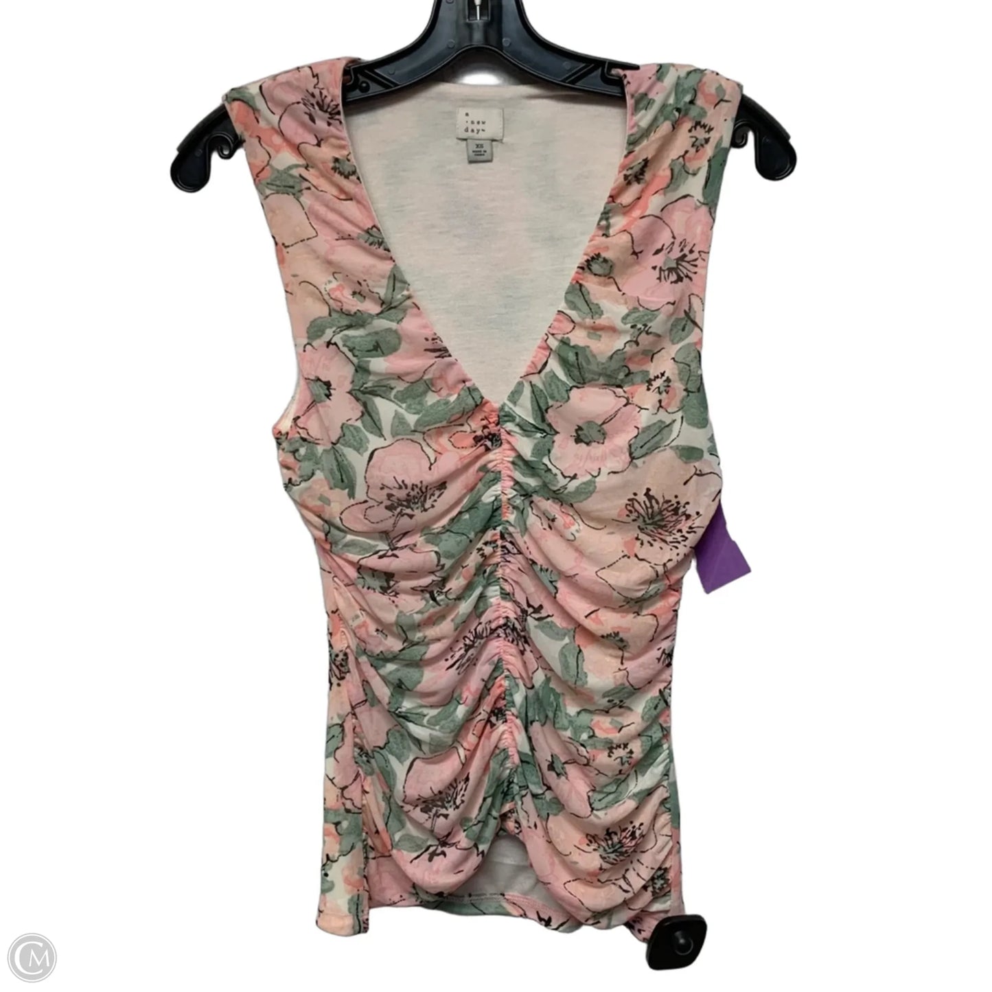 Top Sleeveless By A New Day In Green & Pink, Size: Xs