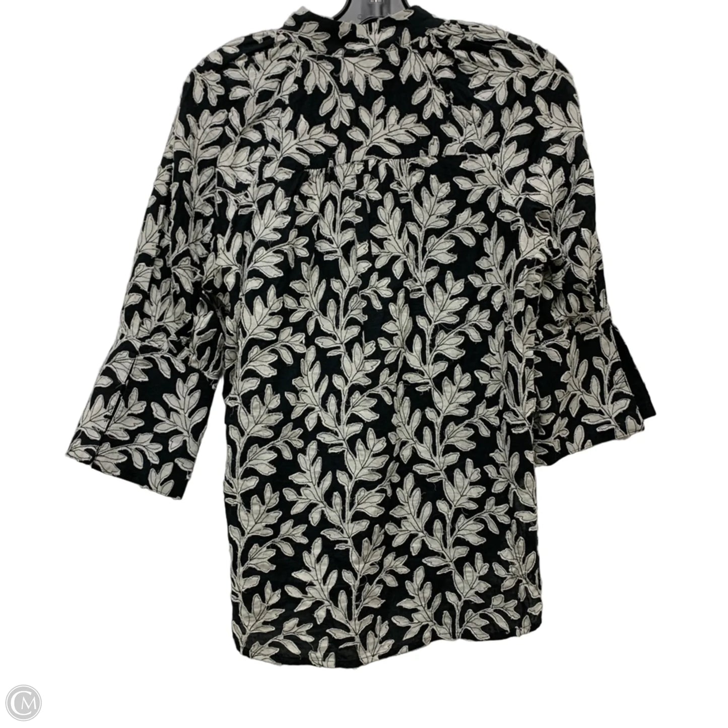 Top Long Sleeve By Anthropologie In Black & White, Size: Xxs
