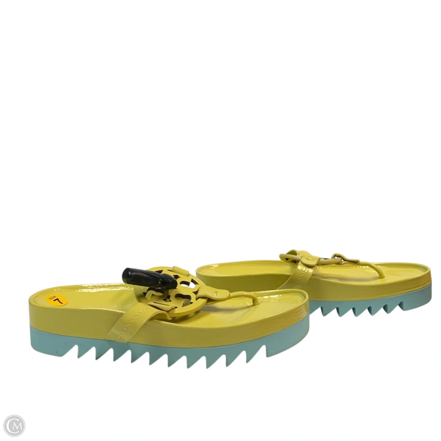 Sandals Designer By Tory Burch In Blue & Yellow, Size: 7
