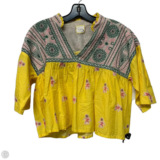 Top Short Sleeve By Floe In Yellow, Size: S