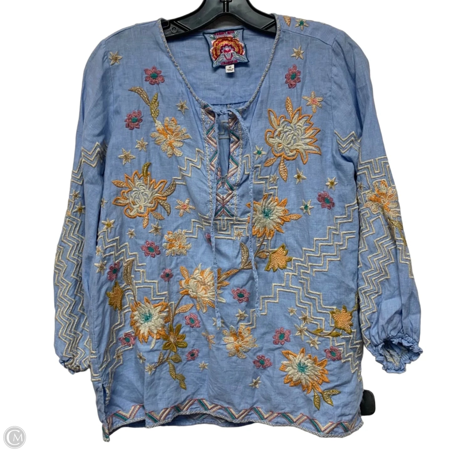 Top Long Sleeve Designer By Johnny Was In Blue, Size: Xs