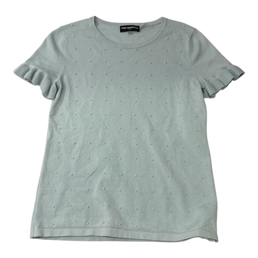 Top Short Sleeve Designer By Karl Lagerfeld In Blue, Size: Xs