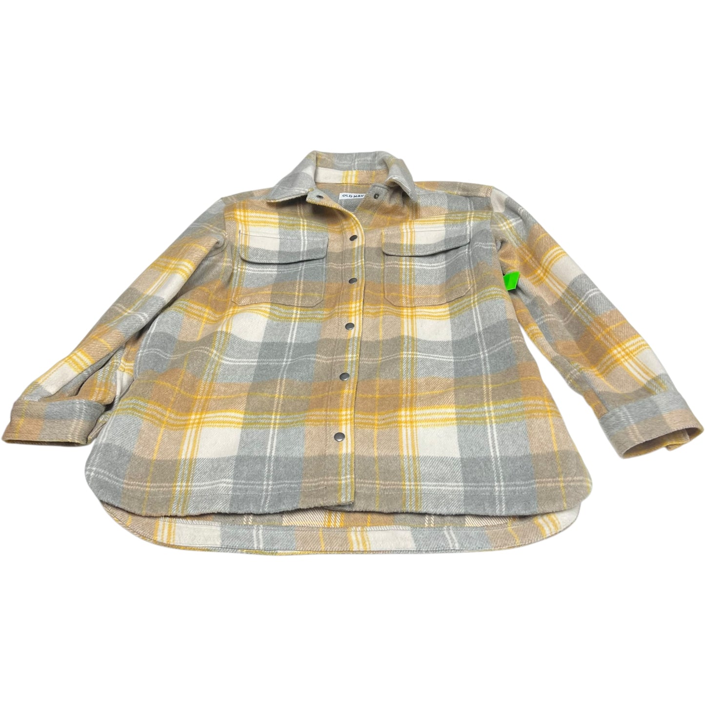 Jacket Shirt By Old Navy In Grey & Yellow, Size: M