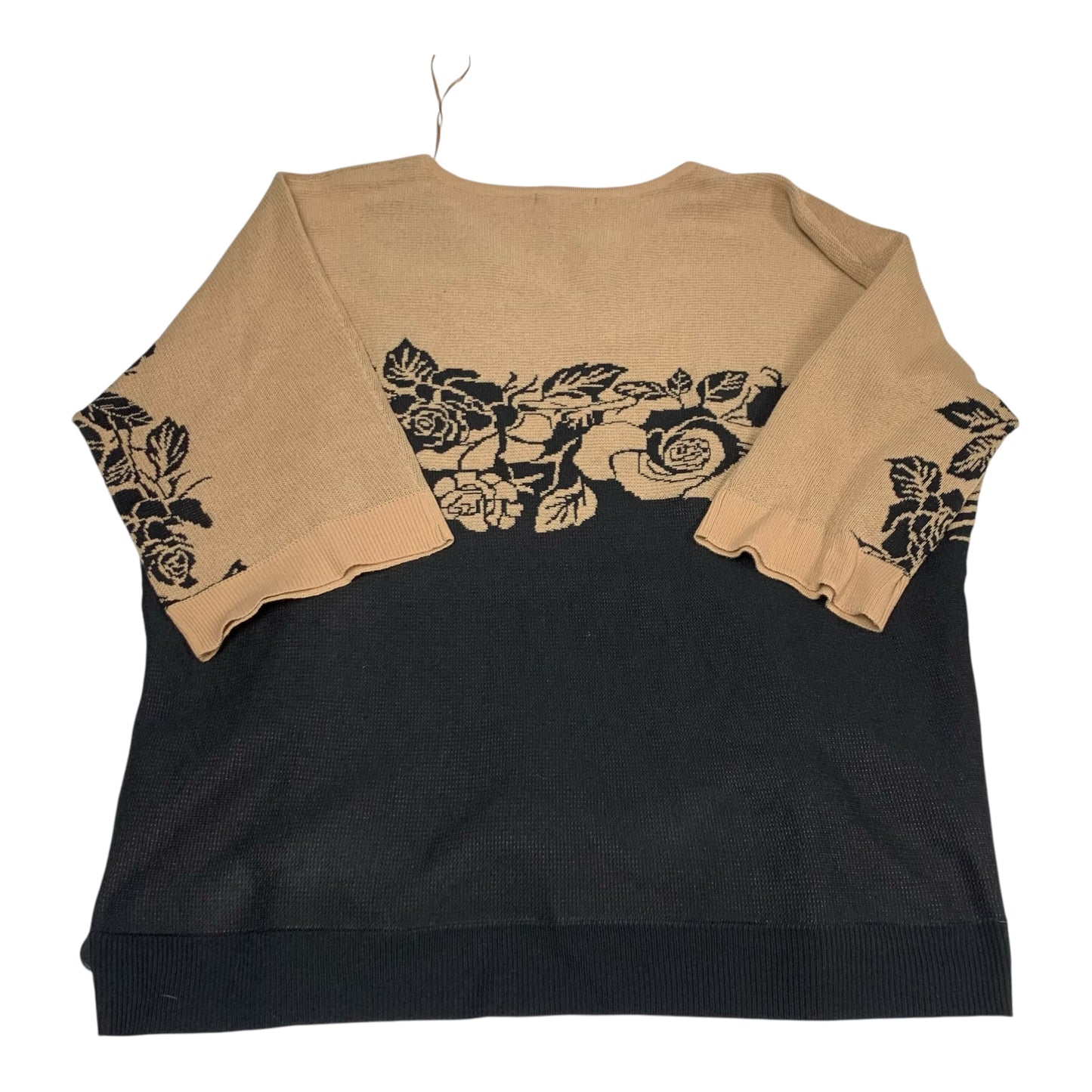 Top 3/4 Sleeve By A Love Story In Black & Cream, Size: 2x