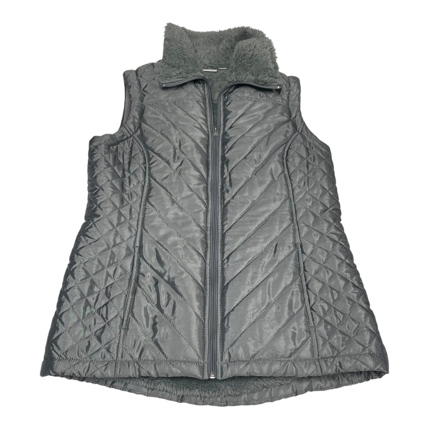 Vest Puffer & Quilted By Denim And Company In Grey, Size: Xxs