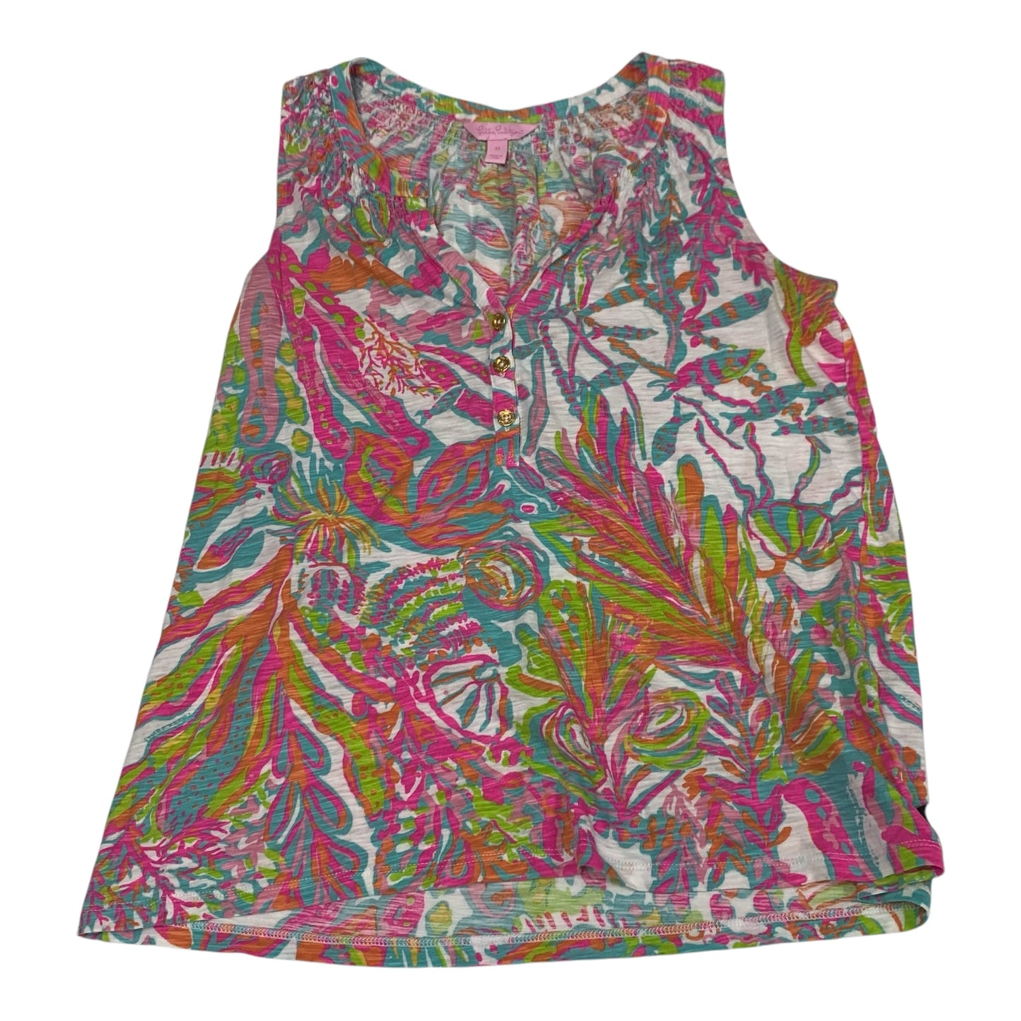 Top Sleeveless Designer By Lilly Pulitzer In Green & Pink, Size: M