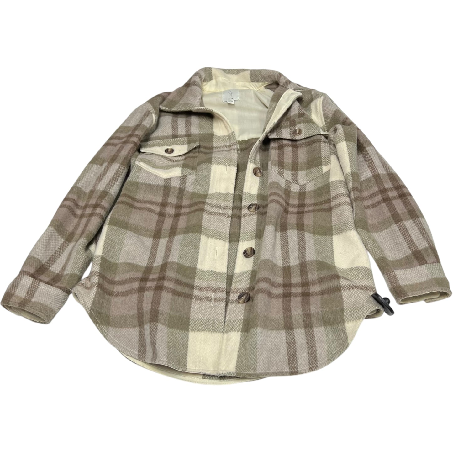 Jacket Shirt By Joie In Brown & Green, Size: Xs