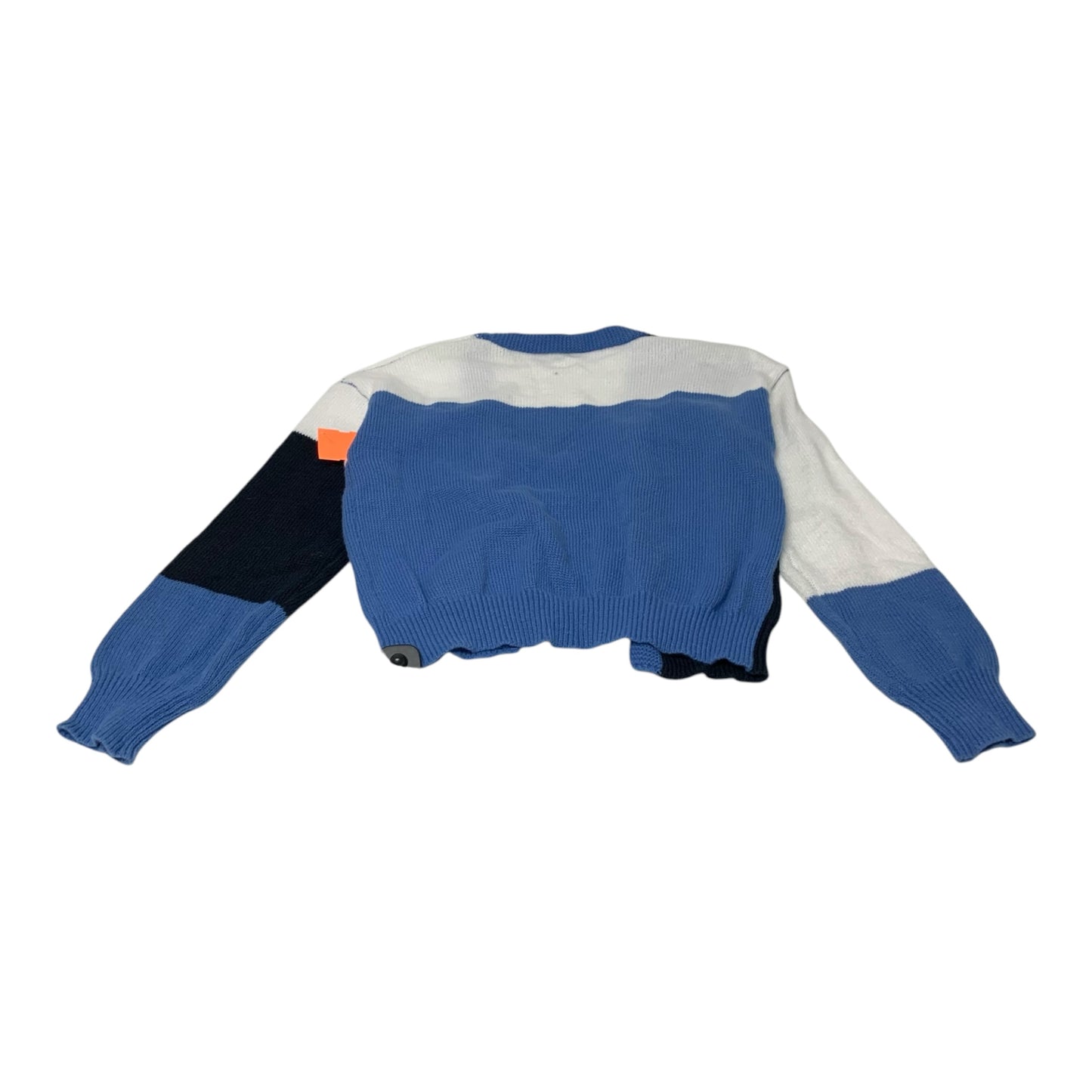 Sweater Cardigan By Clothes Mentor In Blue & White, Size: M