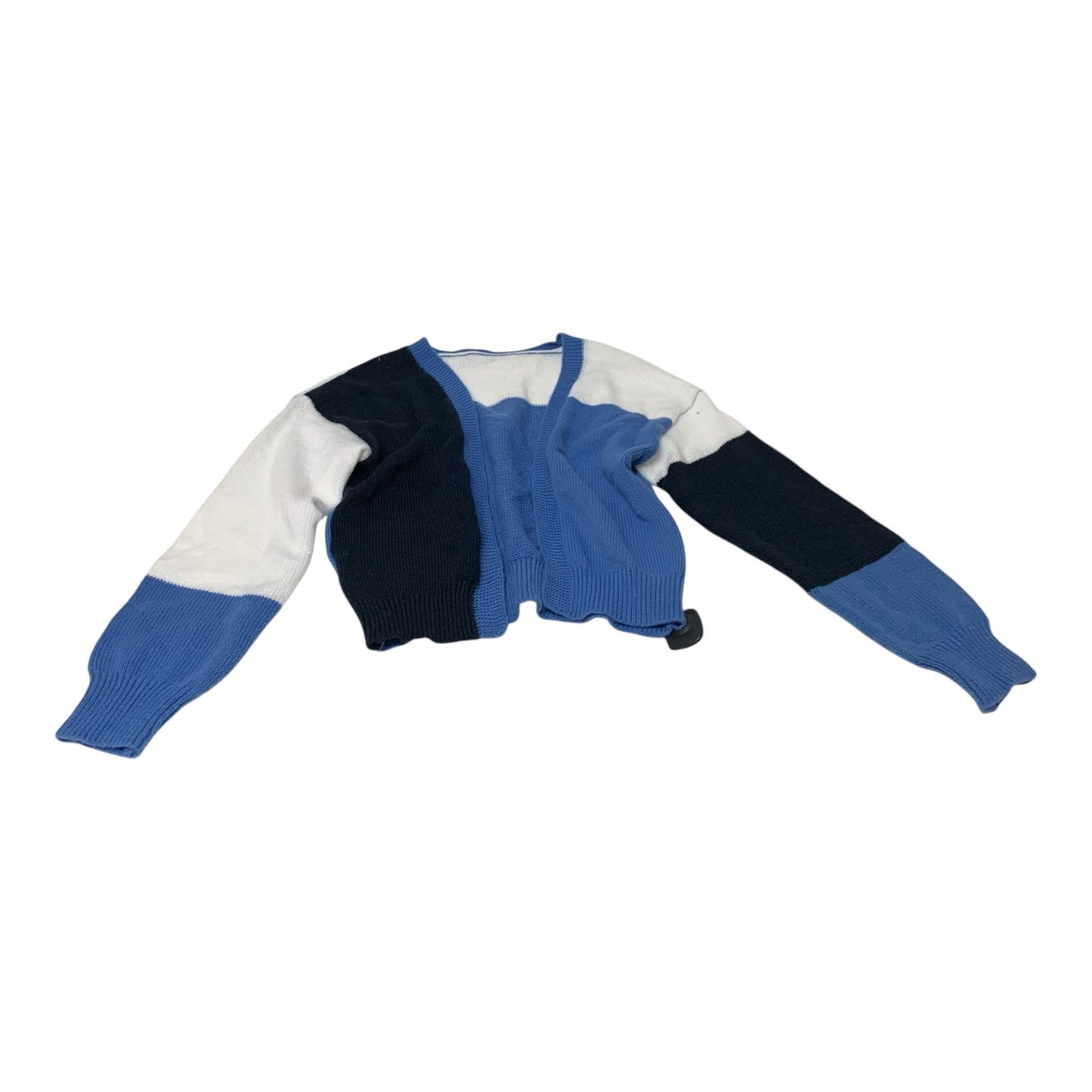 Sweater Cardigan By Clothes Mentor In Blue & White, Size: M