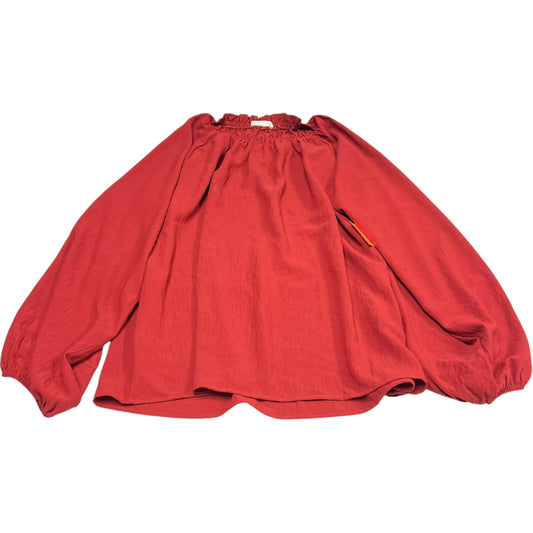 Top Long Sleeve By Oddi In Red, Size: L