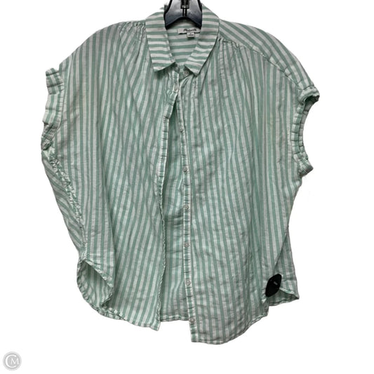 Top Short Sleeve By Madewell In Green & White, Size: M