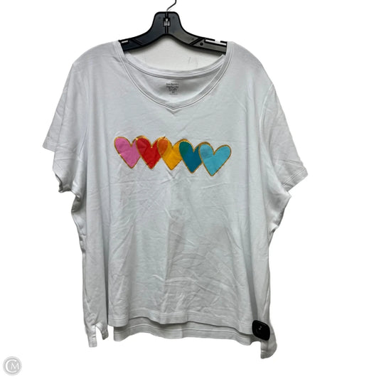 Top Short Sleeve By Kim Rogers In White, Size: 2x