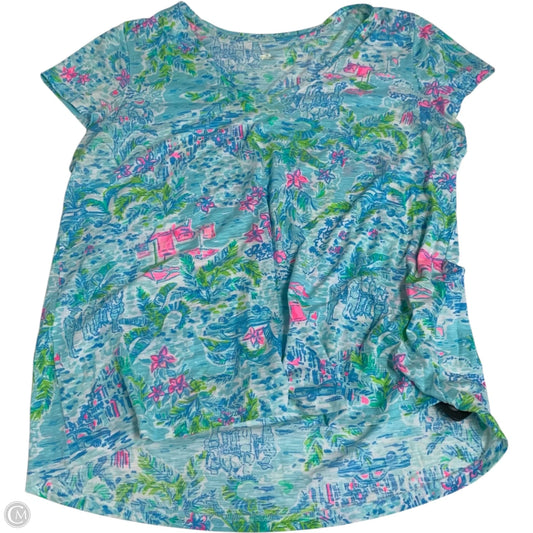 Top Short Sleeve Designer By Lilly Pulitzer In Blue, Size: Xl