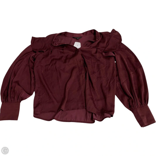 Blouse Long Sleeve By Banana Republic In Maroon, Size: S