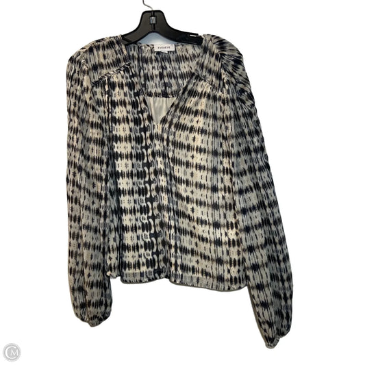 Blouse Long Sleeve By Evereve In Blue & Cream, Size: S