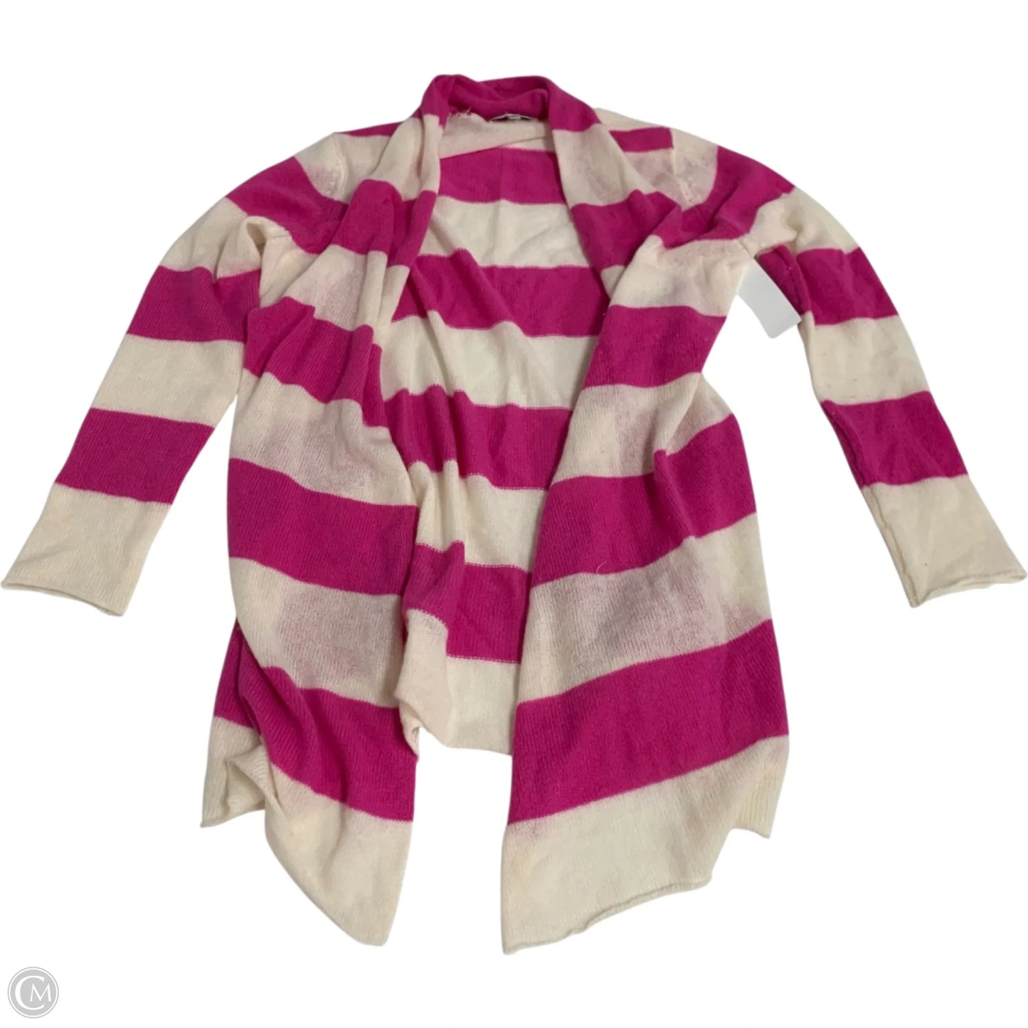 Cardigan Designer By Neiman Marcus In Pink & White, Size: L