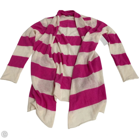 Cardigan Designer By Neiman Marcus In Pink & White, Size: L