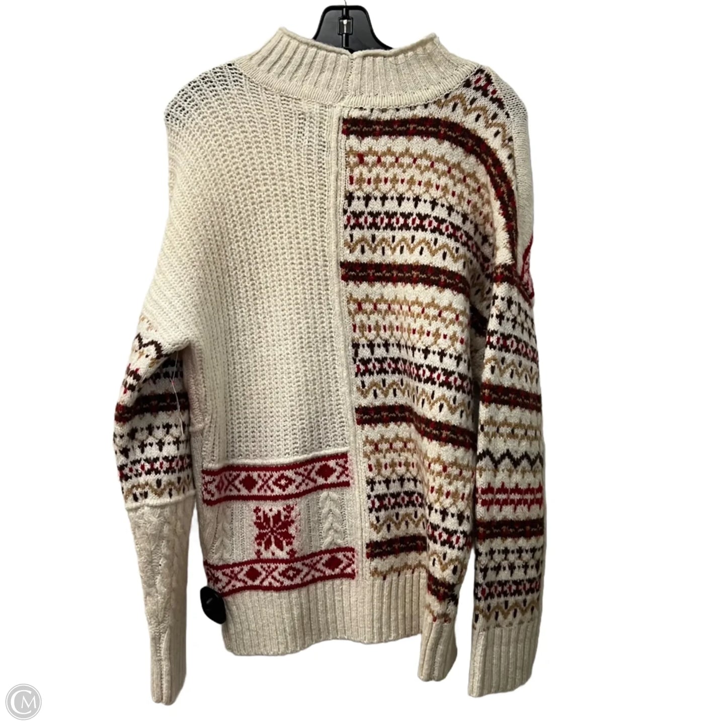 Sweater By American Eagle In Cream & Red, Size: M