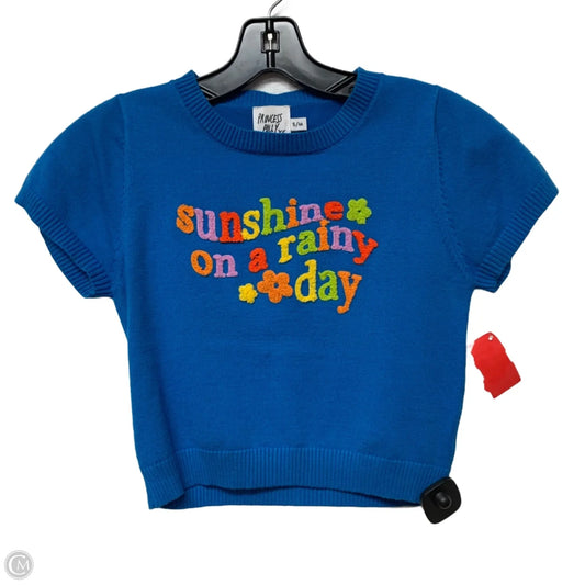 Sweater Short Sleeve By Princess Polly In Blue, Size: S