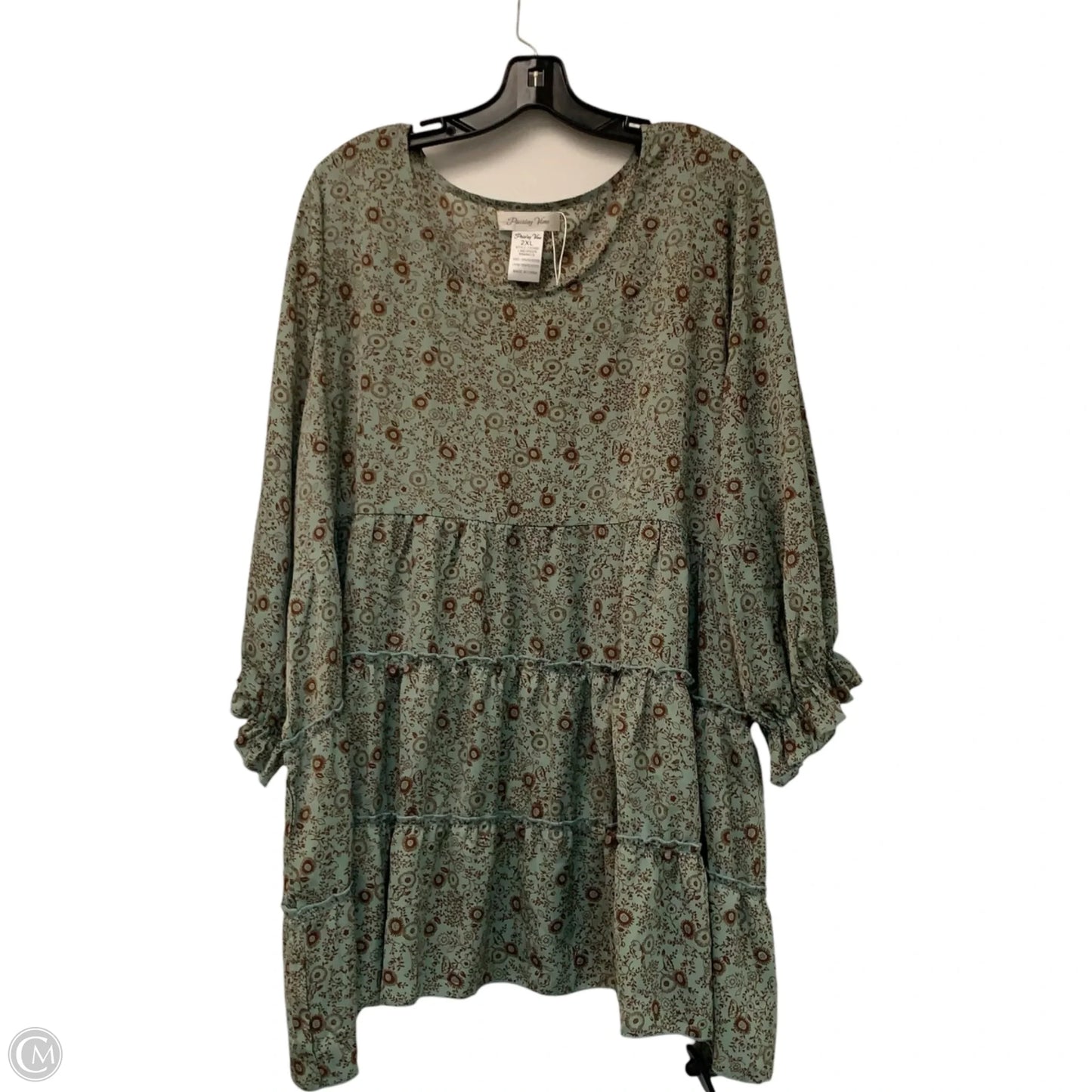 Top Long Sleeve By paisley vine In Brown & Green, Size: 2x