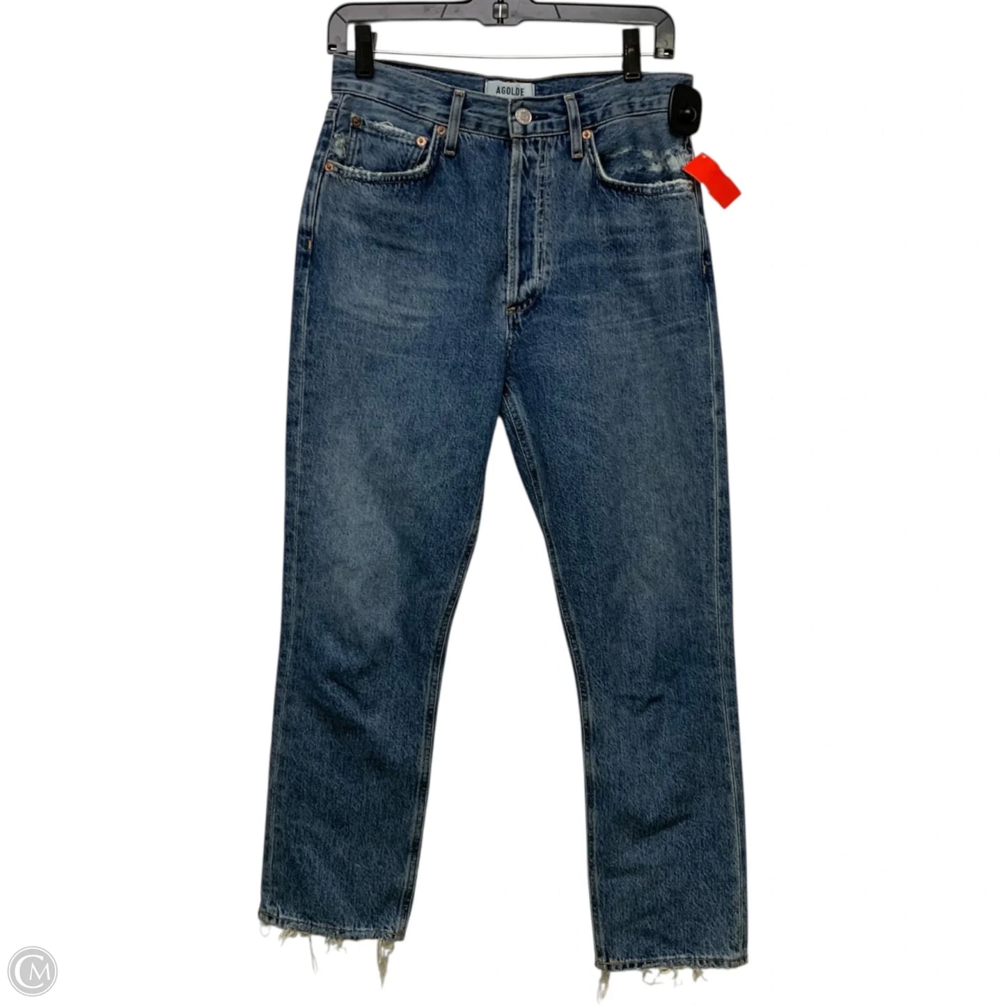 Jeans Straight By Agolde In Blue Denim, Size: 4