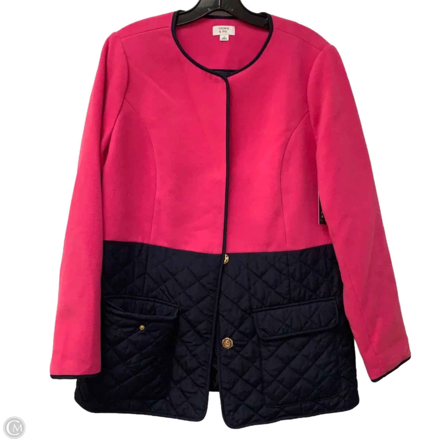 Jacket Fleece By Crown And Ivy In Blue & Pink, Size: S