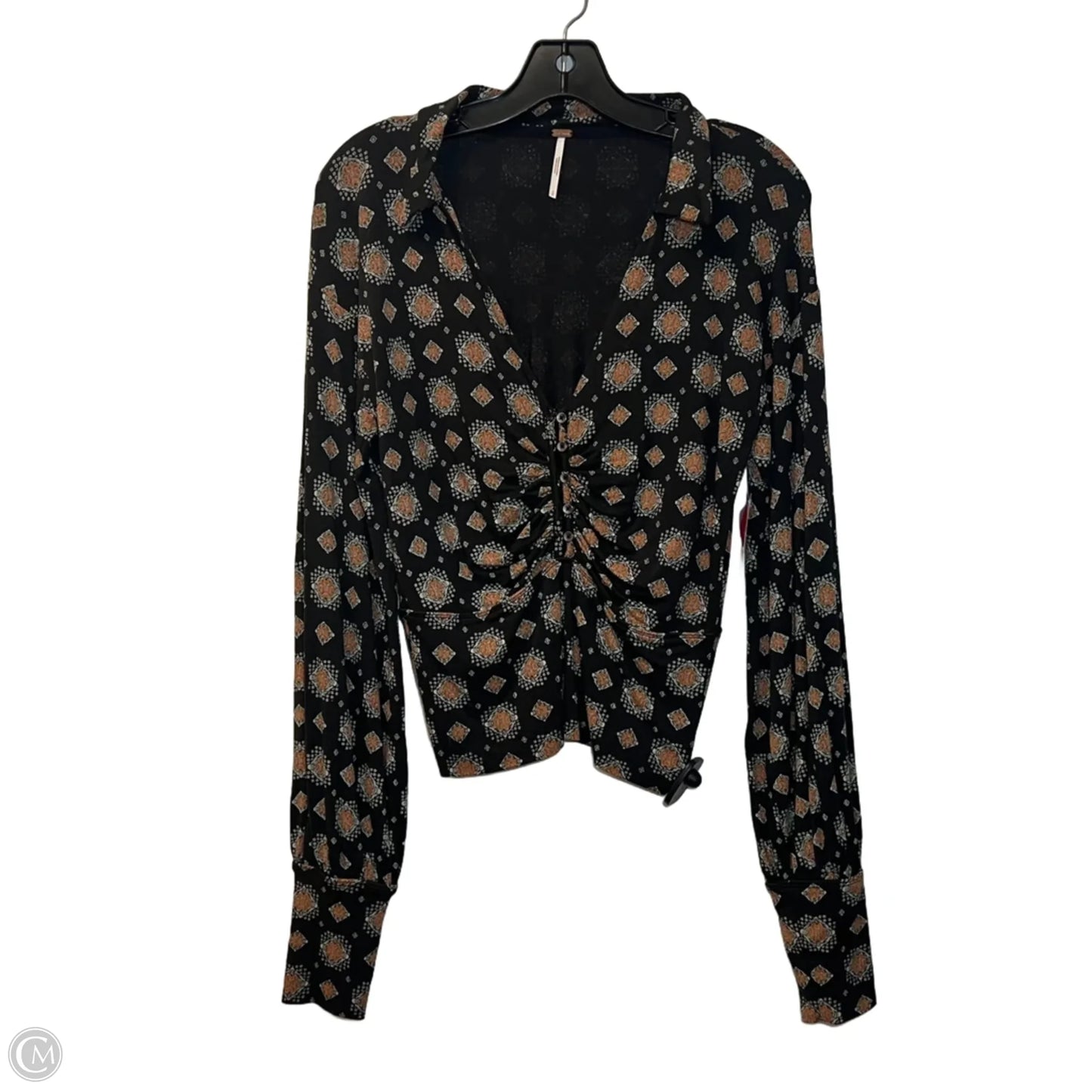 Top Long Sleeve By Free People In Green & Tan, Size: S