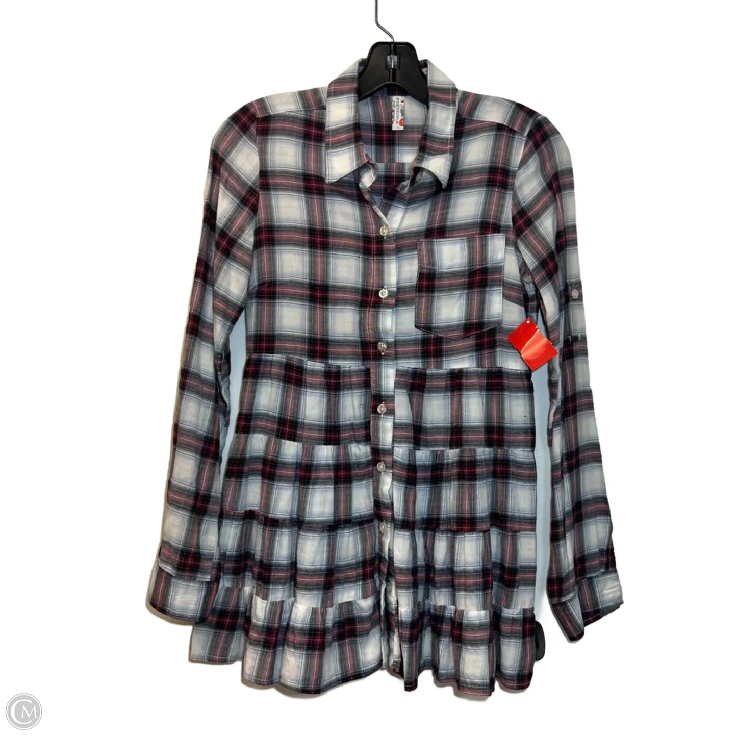 Top Long Sleeve By Free People In Plaid Pattern, Size: S