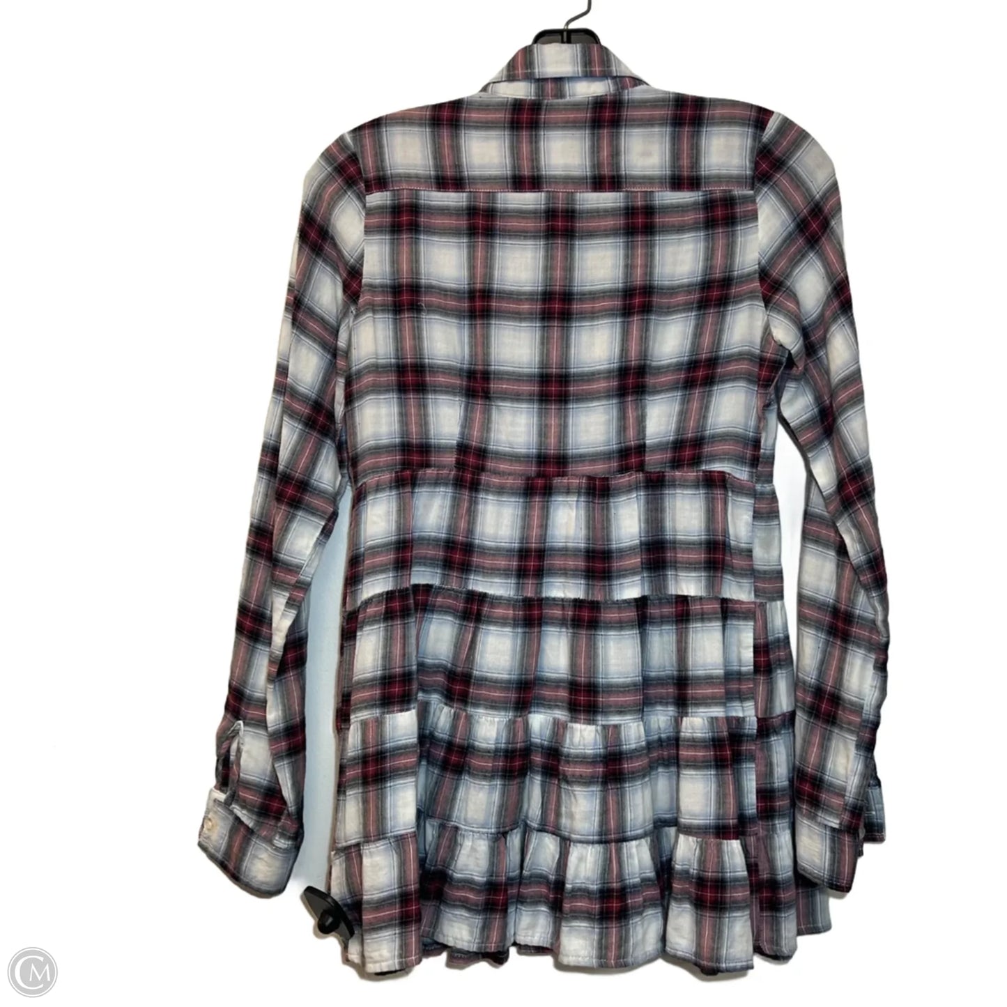 Top Long Sleeve By Free People In Plaid Pattern, Size: S