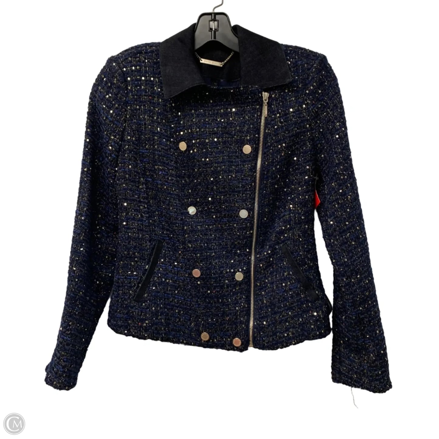 Jacket Moto By White House Black Market In Blue, Size: Xs