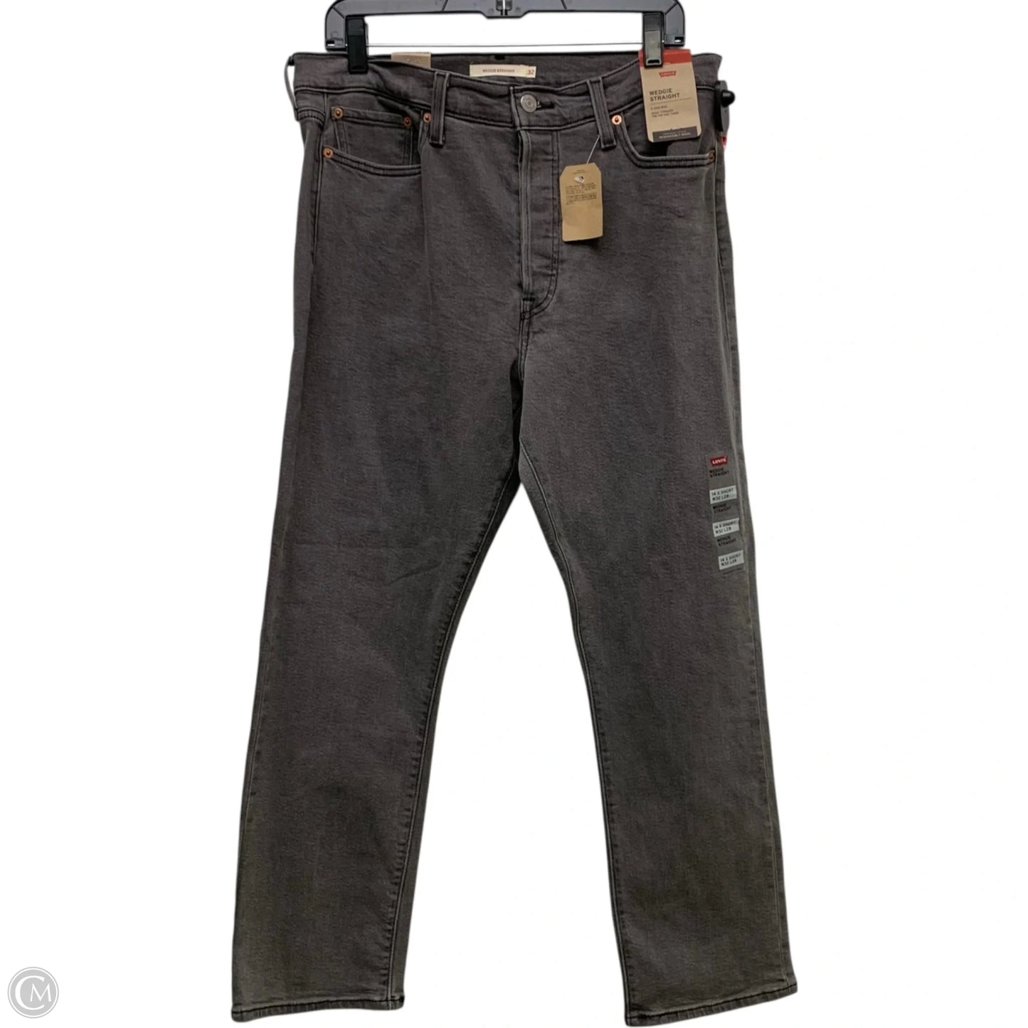 Jeans Straight By Levis In Grey Denim, Size: 14