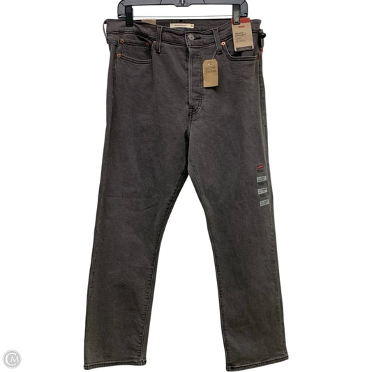 Jeans Straight By Levis In Grey Denim, Size: 14