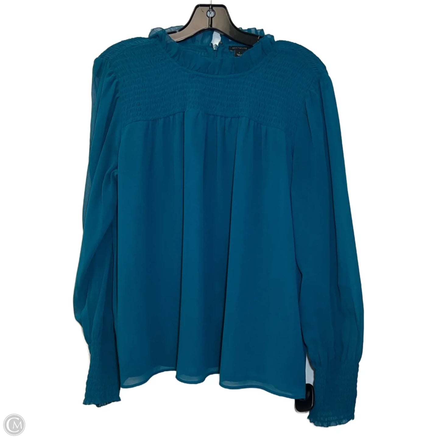 Blouse Long Sleeve By Ann Taylor In Blue, Size: S