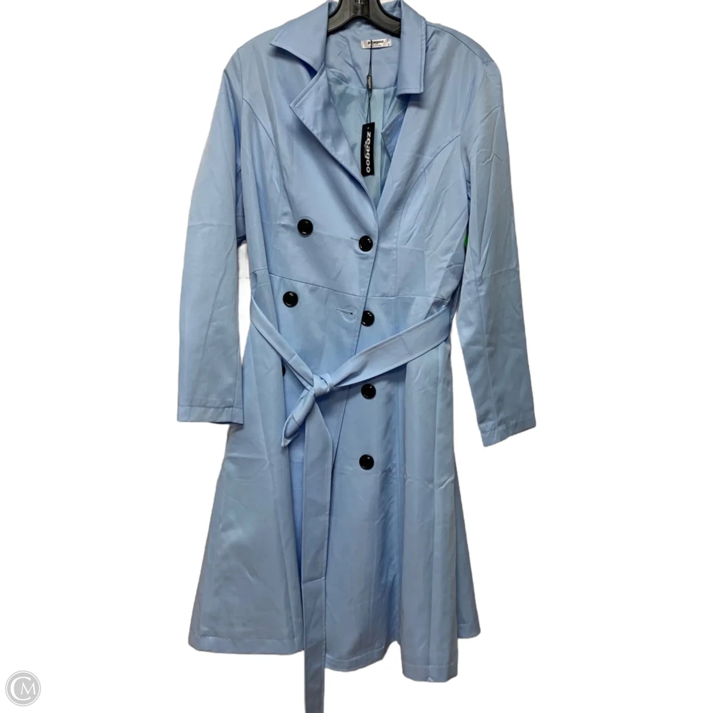 Coat Trench Coat By Zeagoo In Blue, Size: S