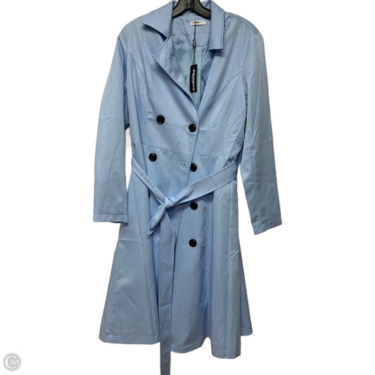 Coat Trench Coat By Zeagoo In Blue, Size: S