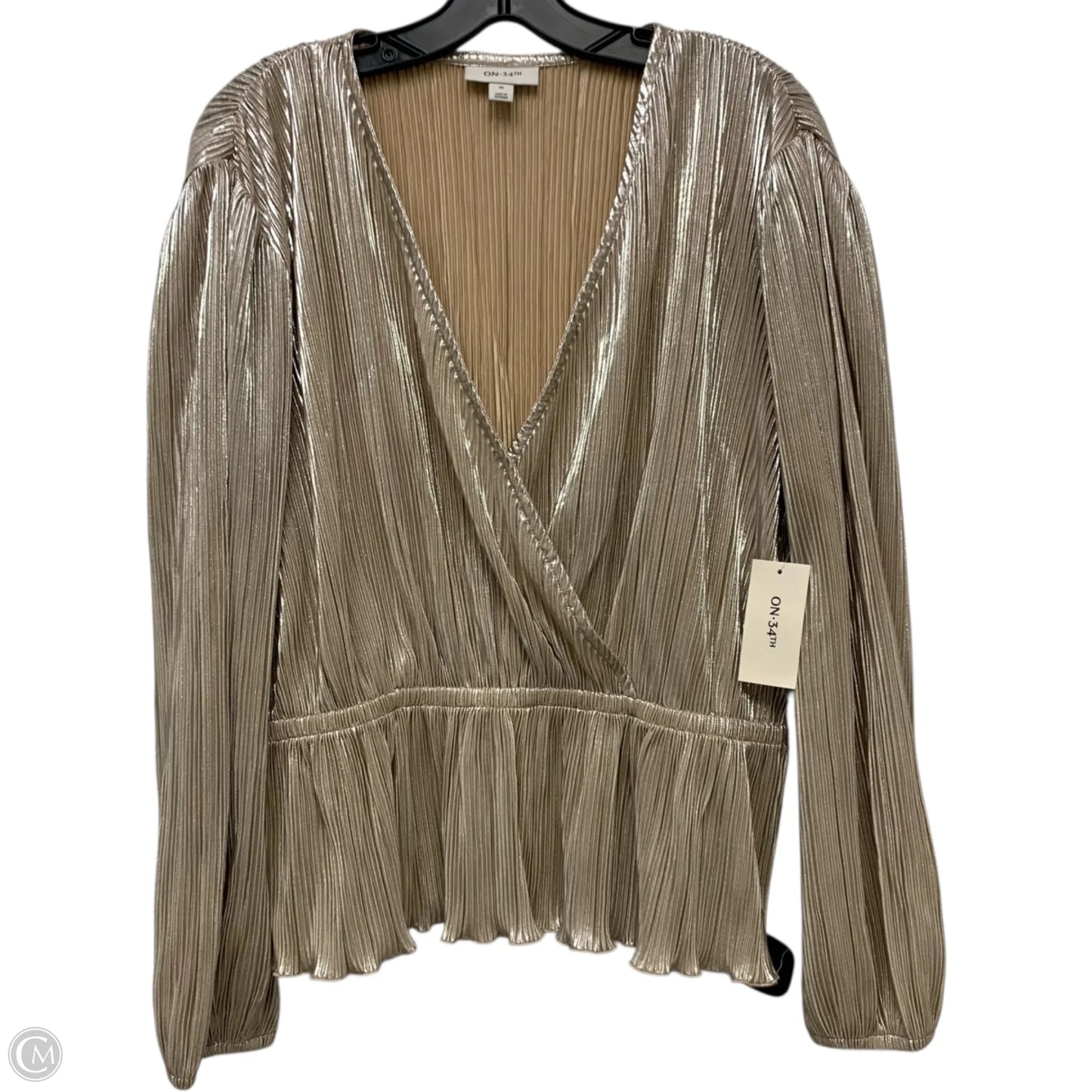 Top Long Sleeve By On 34th In Gold, Size: M