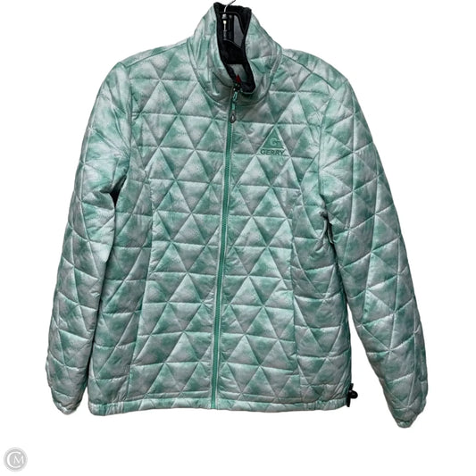 Jacket Puffer & Quilted By Gerry In Green & White, Size: M