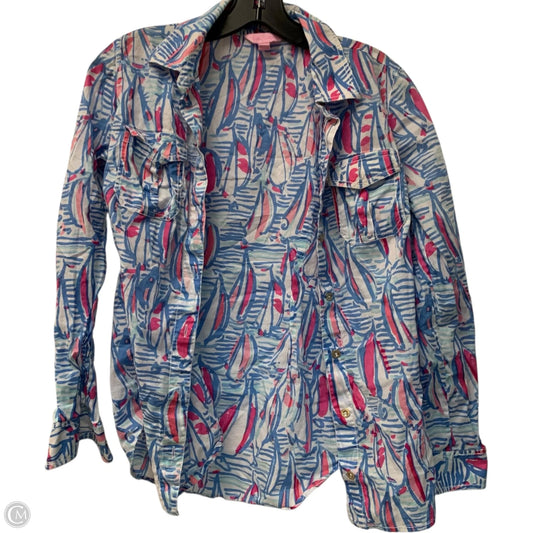 Top Long Sleeve Designer By Lilly Pulitzer In Blue & Pink, Size: Xs
