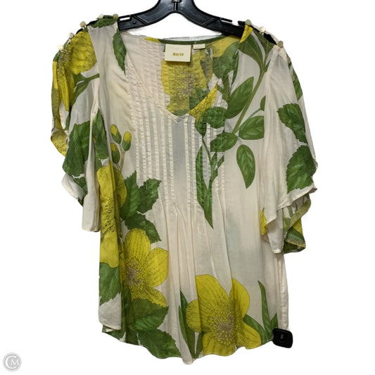 Top Short Sleeve By Maeve In Cream & Green, Size: Xs