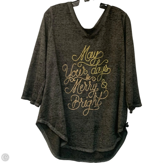 Top 3/4 Sleeve By Cato In Grey, Size: 1x