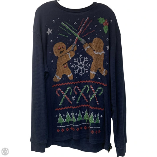 Top Long Sleeve By Dec 25th In Blue, Size: Xl