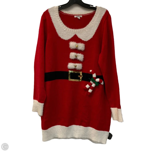 Sweater By Holiday Time In Black & Red, Size: L